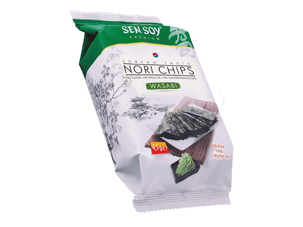 SEN SOY chipsy mořské řasy s příchutí wasabi 4,5g