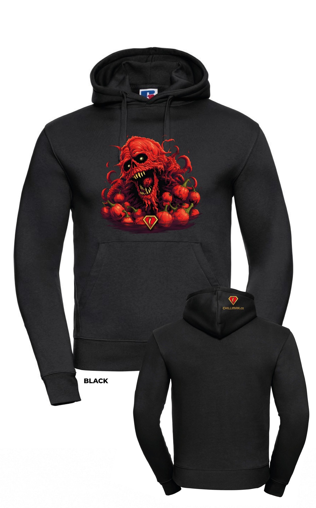 Chilliman mikina Monster s kapucí černá