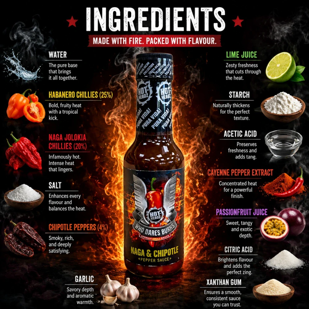 Who Dares Burns! Naga Chipotle Chilli Sauce 148ml