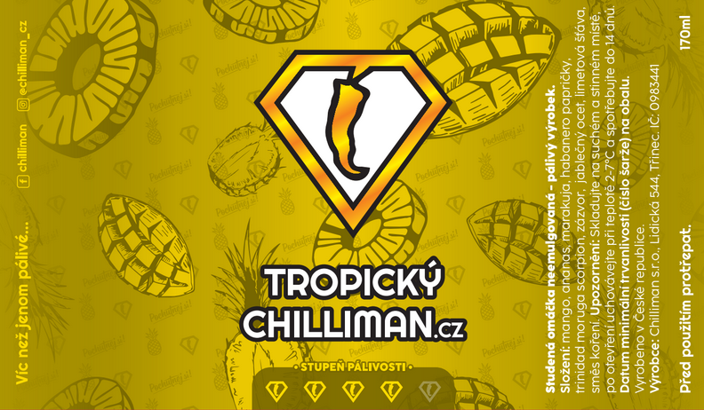 Tropický Chilliman 🌶️🌶️🌶️🌶️- omáčka 175 ml