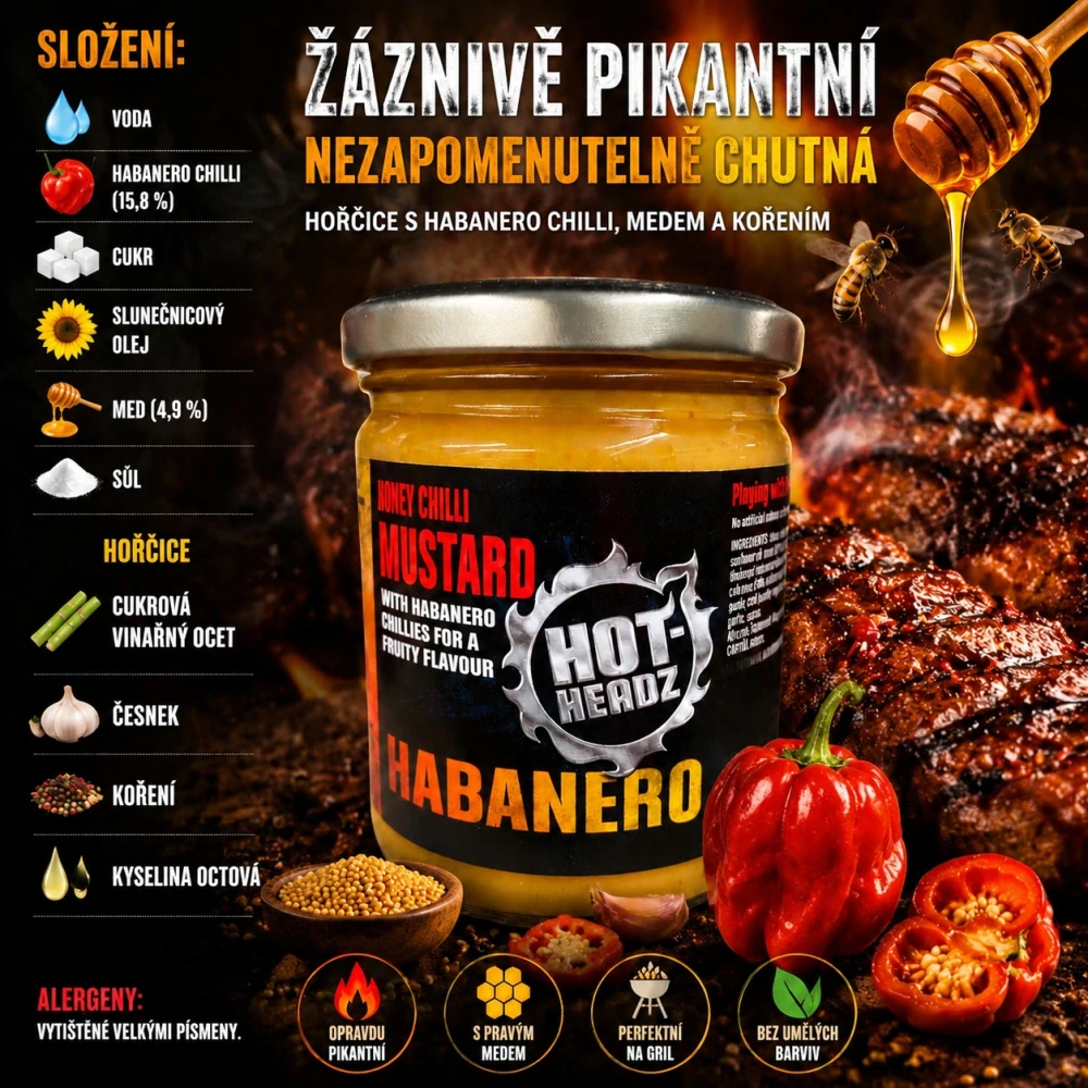 Hot-Headz! Habanero Honey Chilli Mustard 227ml