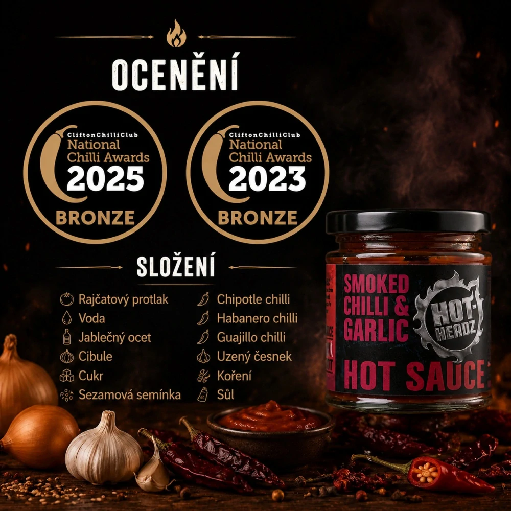 Hot-Headz! Smoked Chili & Garlic Hot Sauce 185ml